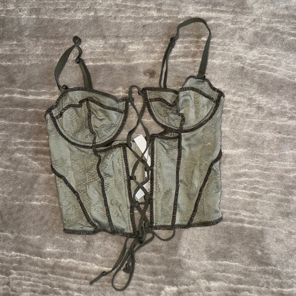 Urban Outfitters Green Corset Top - Picture 1 of 2